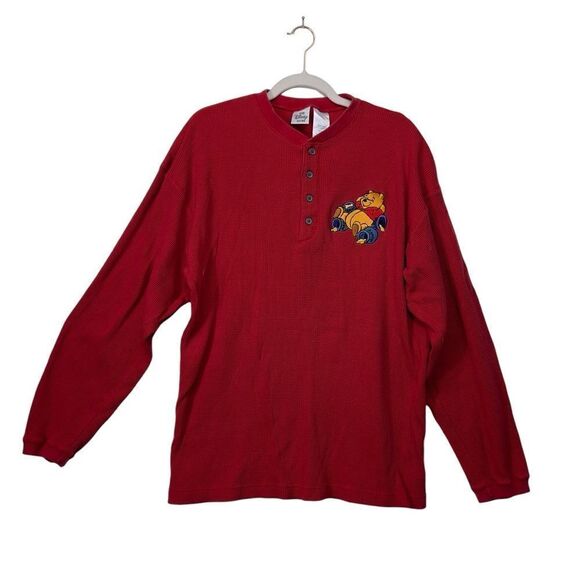 Y2k Xl embroidered Disney Winnie the Pooh Long Sleeve thermal waffle Shirt - Picture 1 of 10